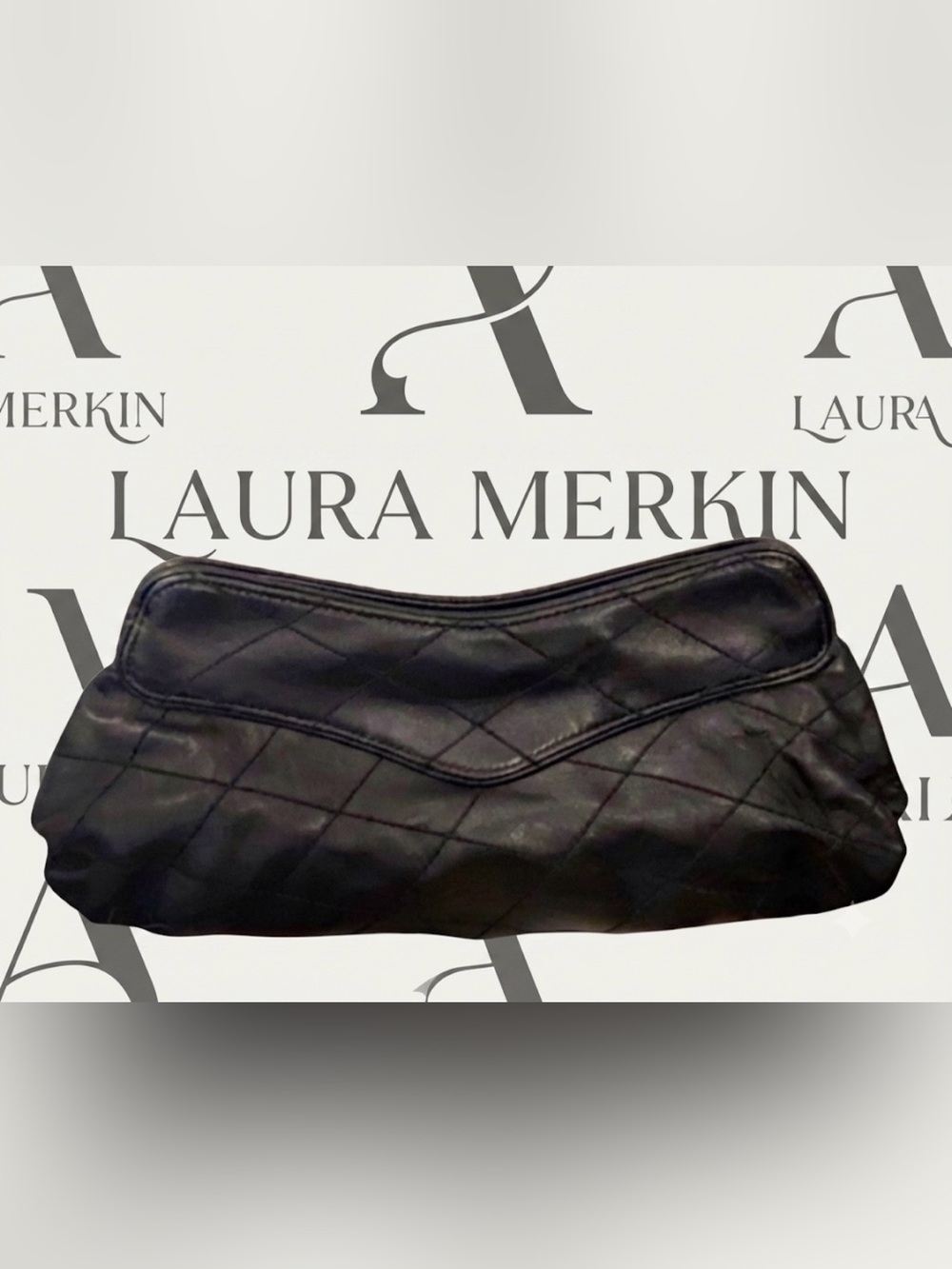 Authentic Anthropologie designer Laura Merkin quilted leather clutch bag purse